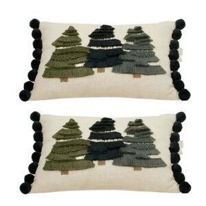 NWT Target Opalhouse Jungalow 2 count Holiday Christmas Fringe Pom Pom Pillows